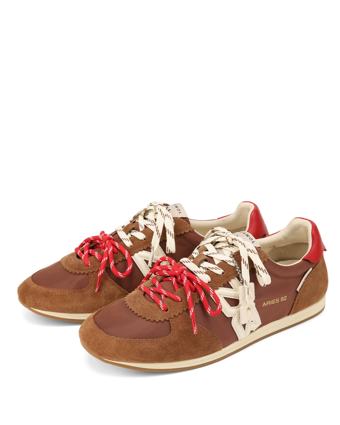 Aries 82 M Tan/Red/Off White Suede/Nylon