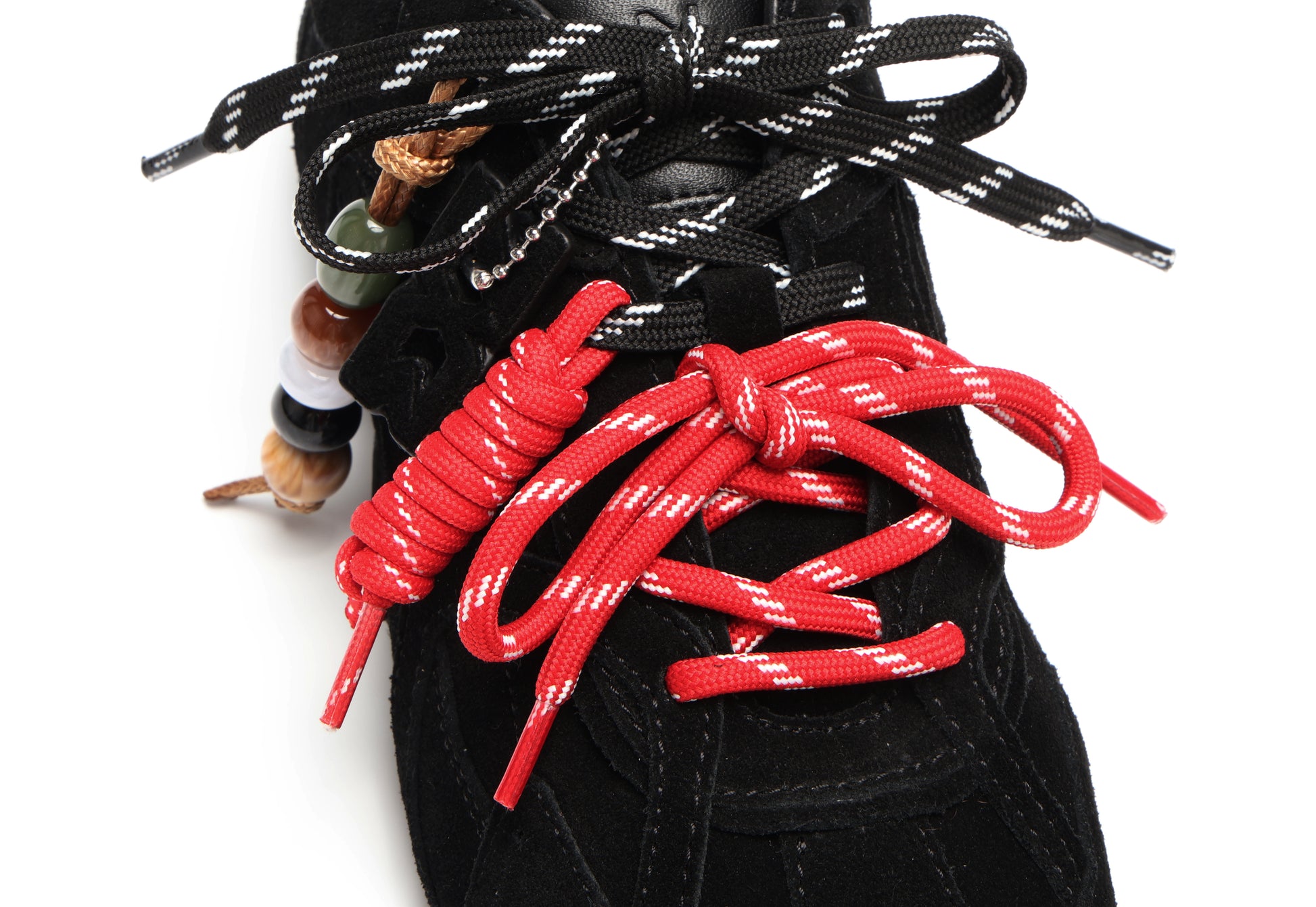 Atlas Black Suede Sneakers - lace view close up