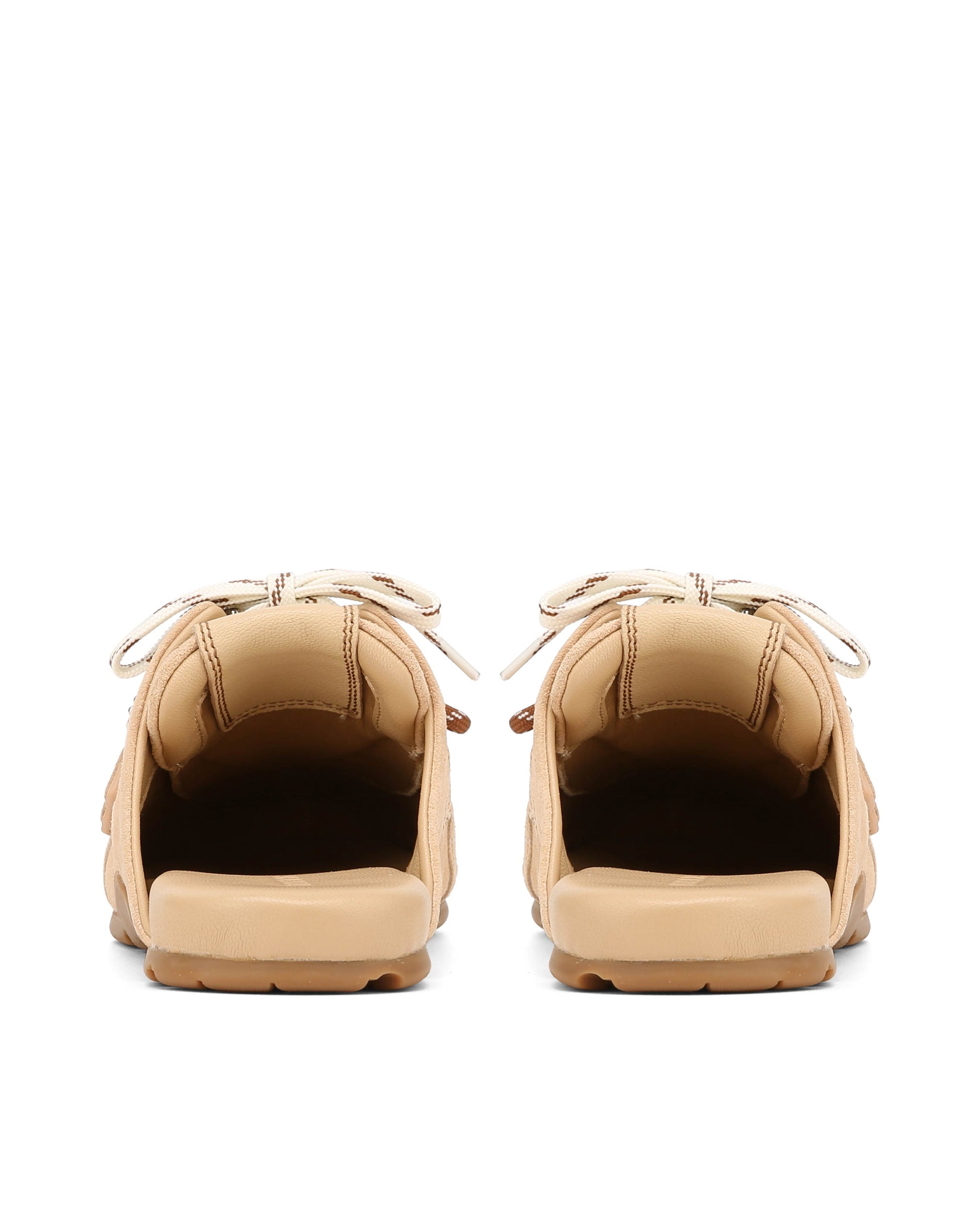 Atlas Slide Beige Suede Mules - back view