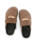 Tammy Mushroom Suede Mules - angled view